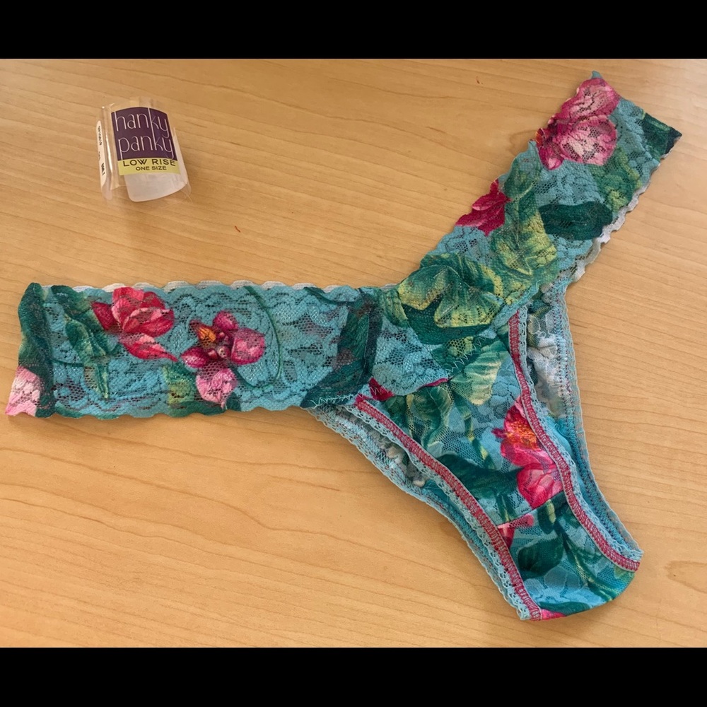 Blue floral hanky panky thong